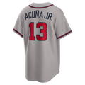 Crovyie A.Braves #13 Ronald Acuña Jr. Gray Road Replica Stitched Personalized Jerseys
