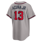 Crovyie A.Braves #13 Ronald Acuña Jr. Gray Road Replica Stitched Personalized Jerseys