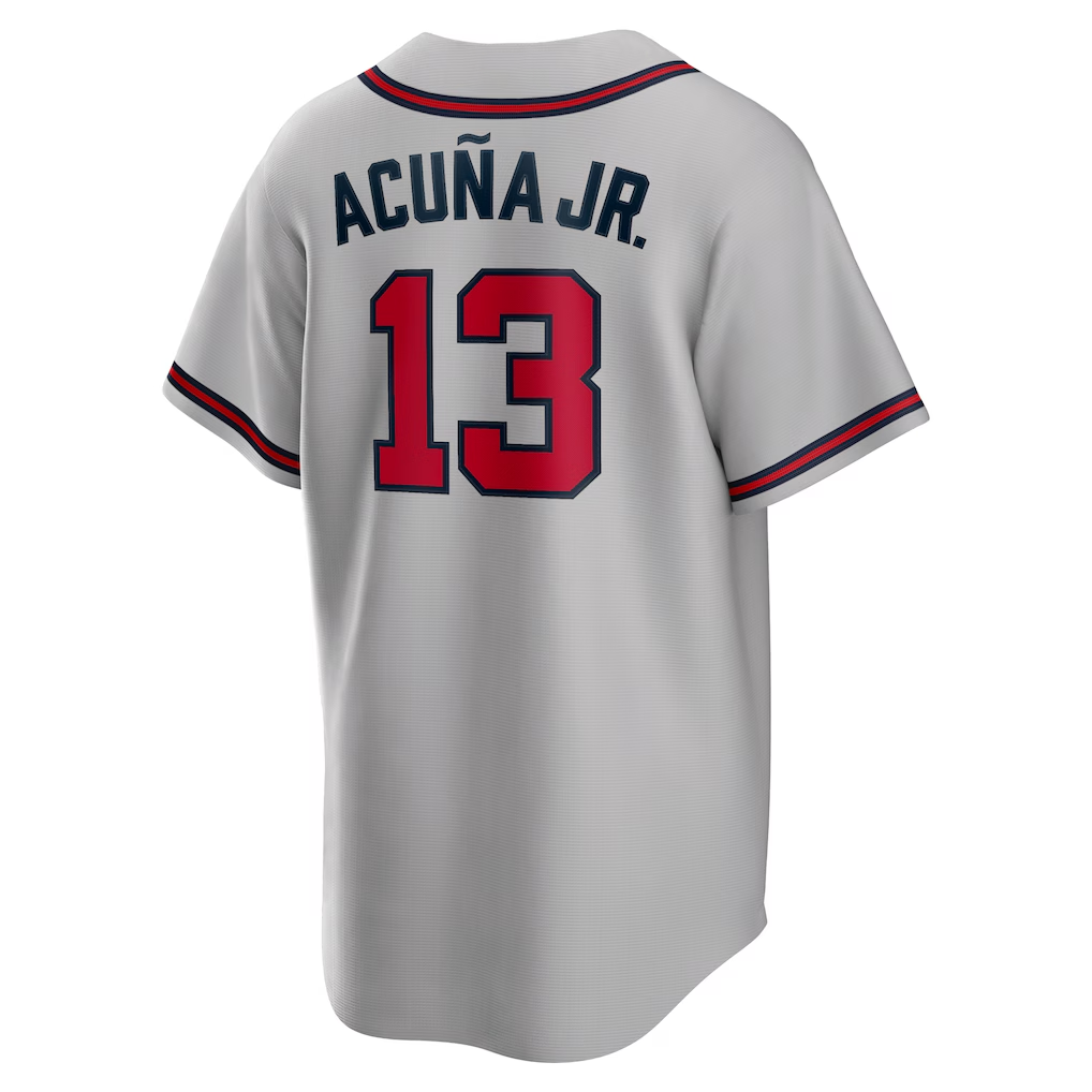RONEY A.Braves #13 Ronald Acuna Jr. Gray Road Replica Player Name Stitched Jersey
