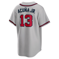 RONEY A.Braves #13 Ronald Acuna Jr. Gray Road Replica Player Name Stitched Jersey