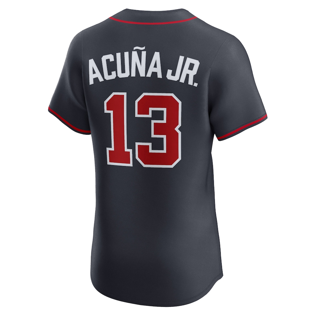 Crovyie A.Braves #13 Ronald Acuña Jr. Navy Alternate Elite Stitched Personalized Jerseys