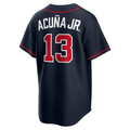 RONEY A.Braves #13 Ronald Acuña Jr. Navy Alternate Replica Stitched Jersey