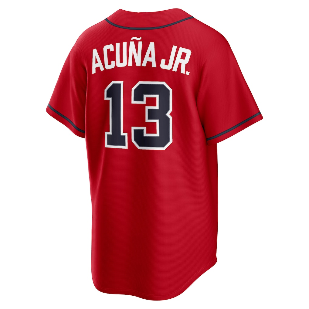 Crovyie A.Braves #13 Ronald Acuña Jr. Red Alternate 2 Replica Stitched Personalized Jerseys