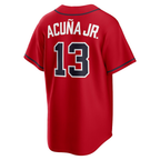 Crovyie A.Braves #13 Ronald Acuña Jr. Red Alternate 2 Replica Stitched Personalized Jerseys
