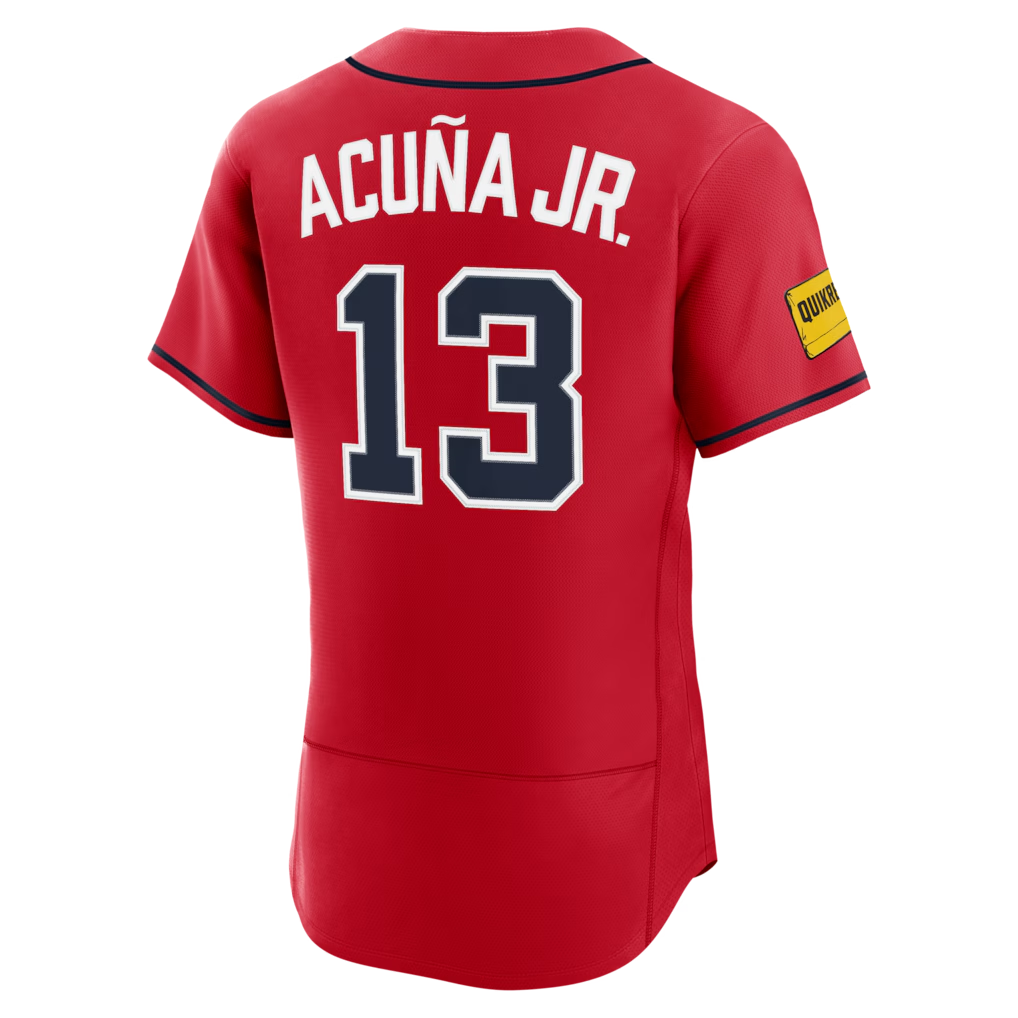 Crovyie A.Braves #13 Ronald Acuña Jr. Red Alternate Authentic Sponsor Patch Stitched Personalized Jerseys