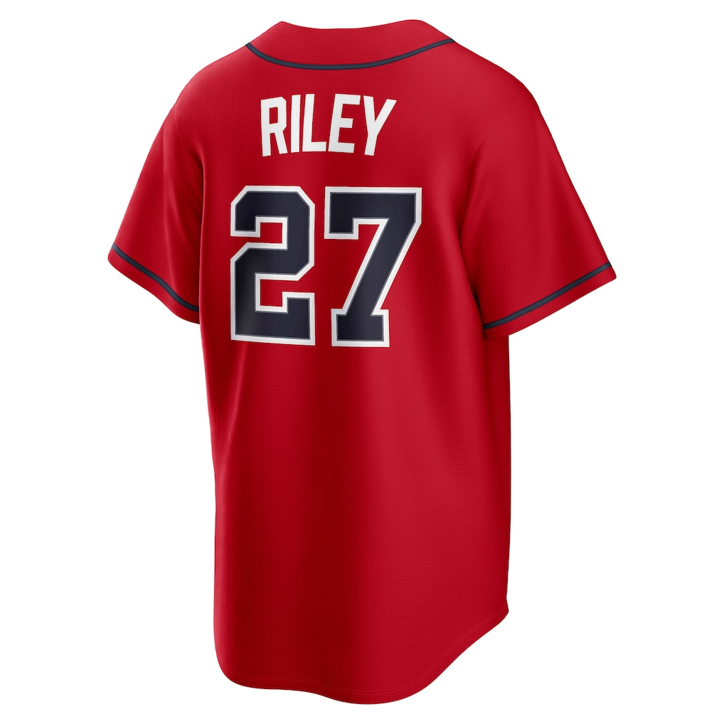 RONEY A.Braves #27 Austin Riley Red Alternate 2 Replica Stitched Jersey