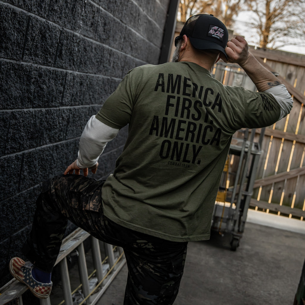 America First. American Only. Men's T-Shirt
