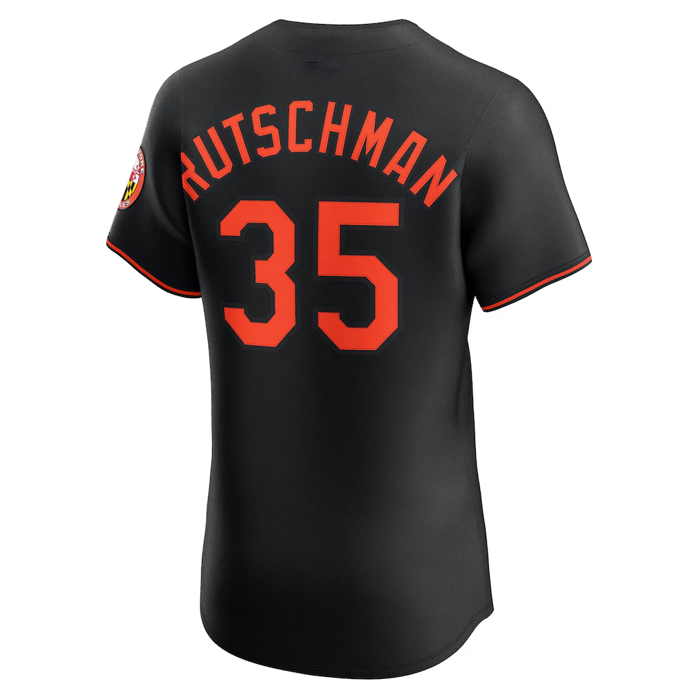 RONEY B.Orioles #35 Adley Rutschman Black Alternate Elite Stitched Jersey