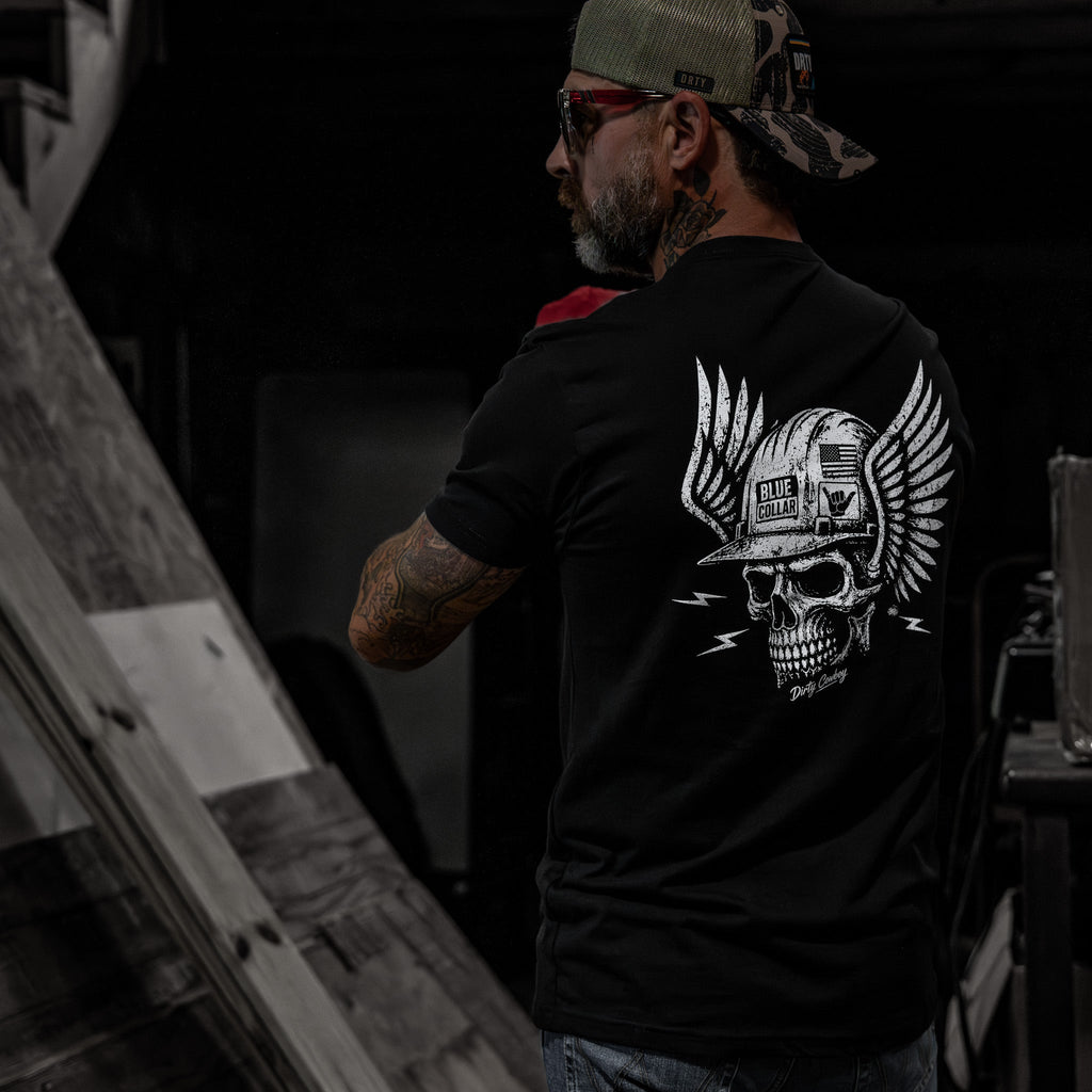 Blue Collar Skull Men's T-Shirt