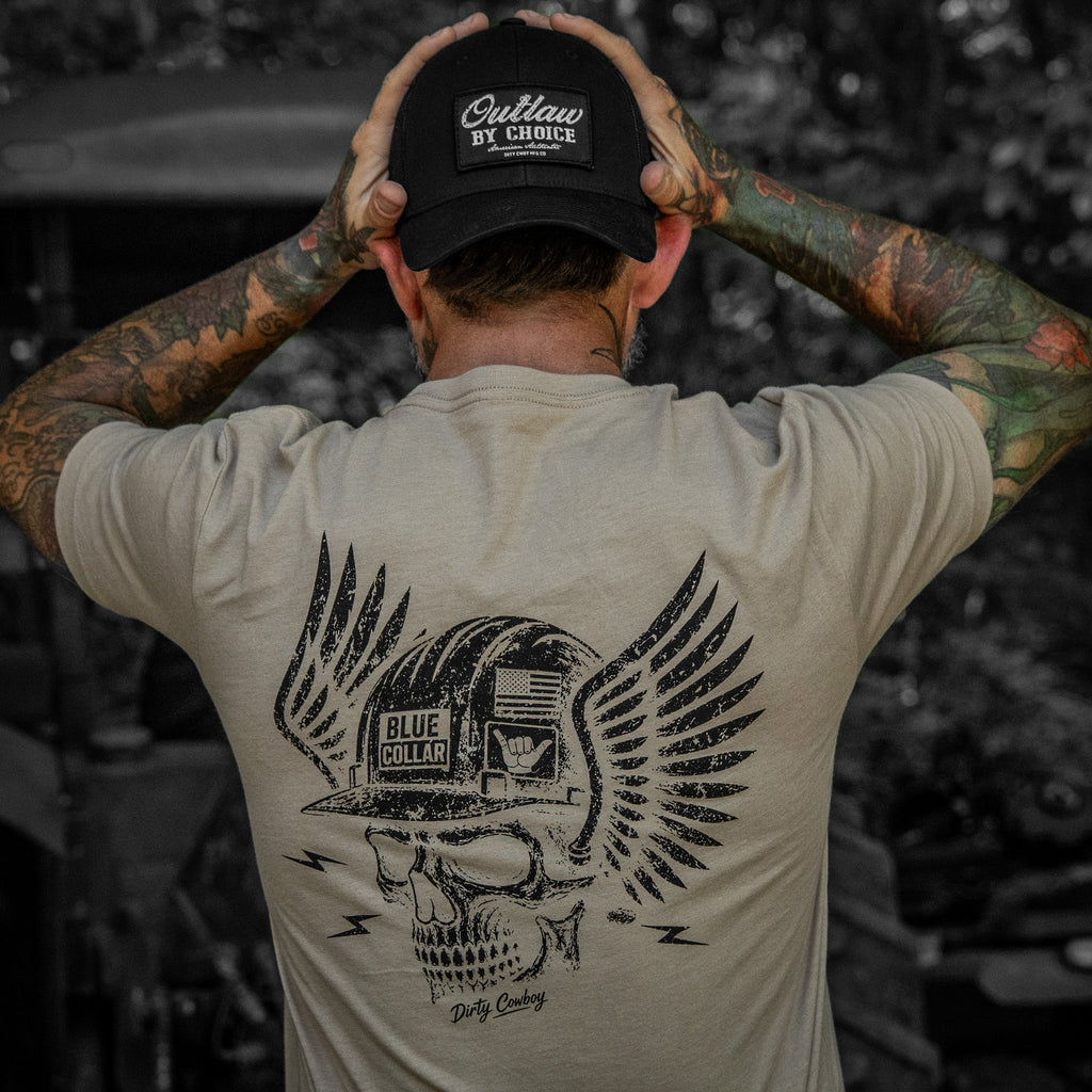 Blue Collar Skull Men's T-Shirt