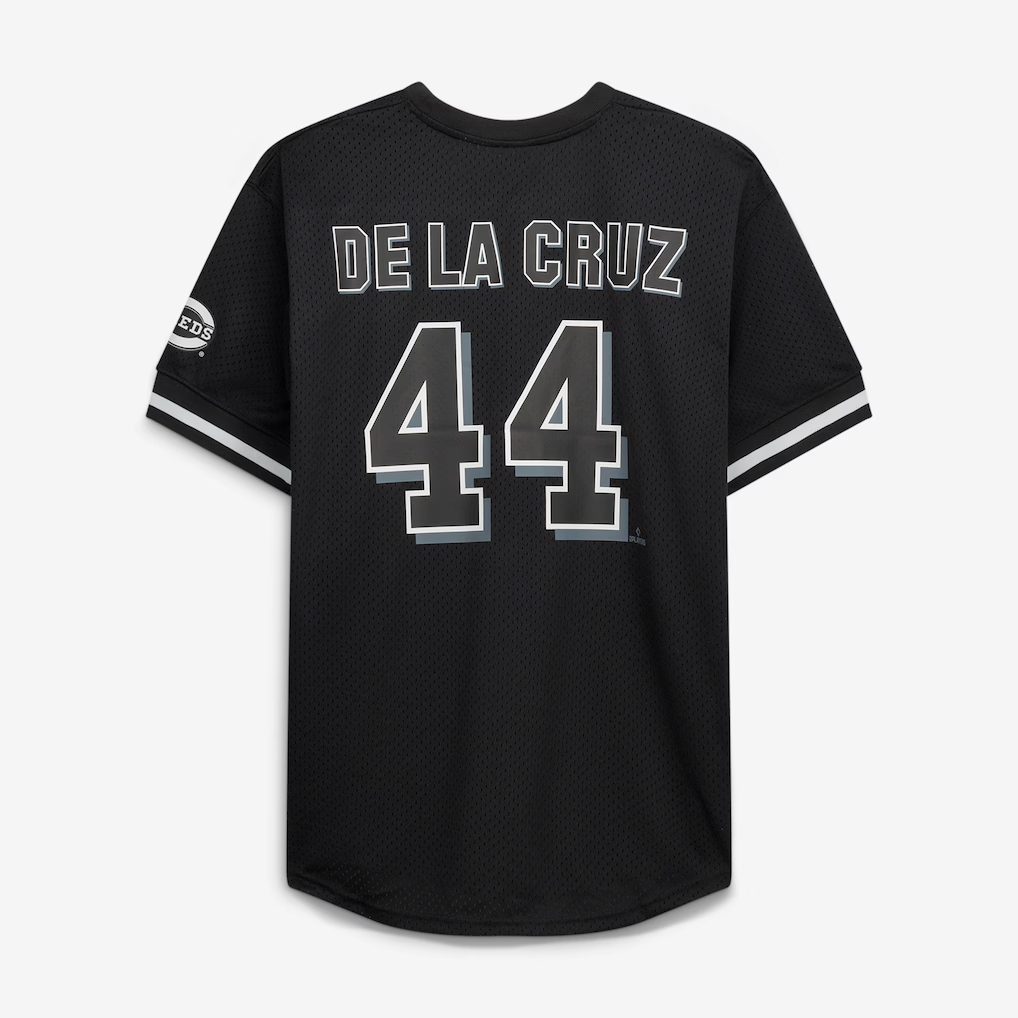 RONEY C.Reds #44 Elly De La Cruz Fanatics Black White Big & Tall Heavyweight Mesh Stitched Jersey