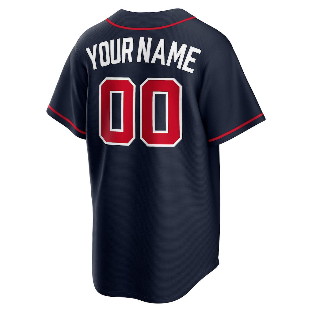 Crovyie Custom A.Braves Navy Alternate Replica Stitched Personalized Jerseys
