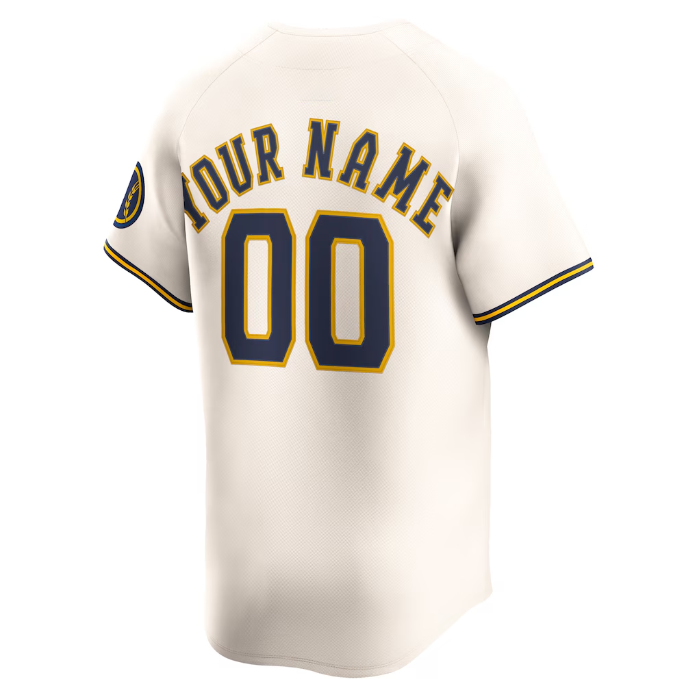 RONEY Custom M.Brewers Cream Home Limited Stitched Jersey