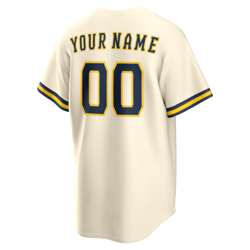 RONEY Custom M.Brewers Cream Home Replica Stitched Jersey