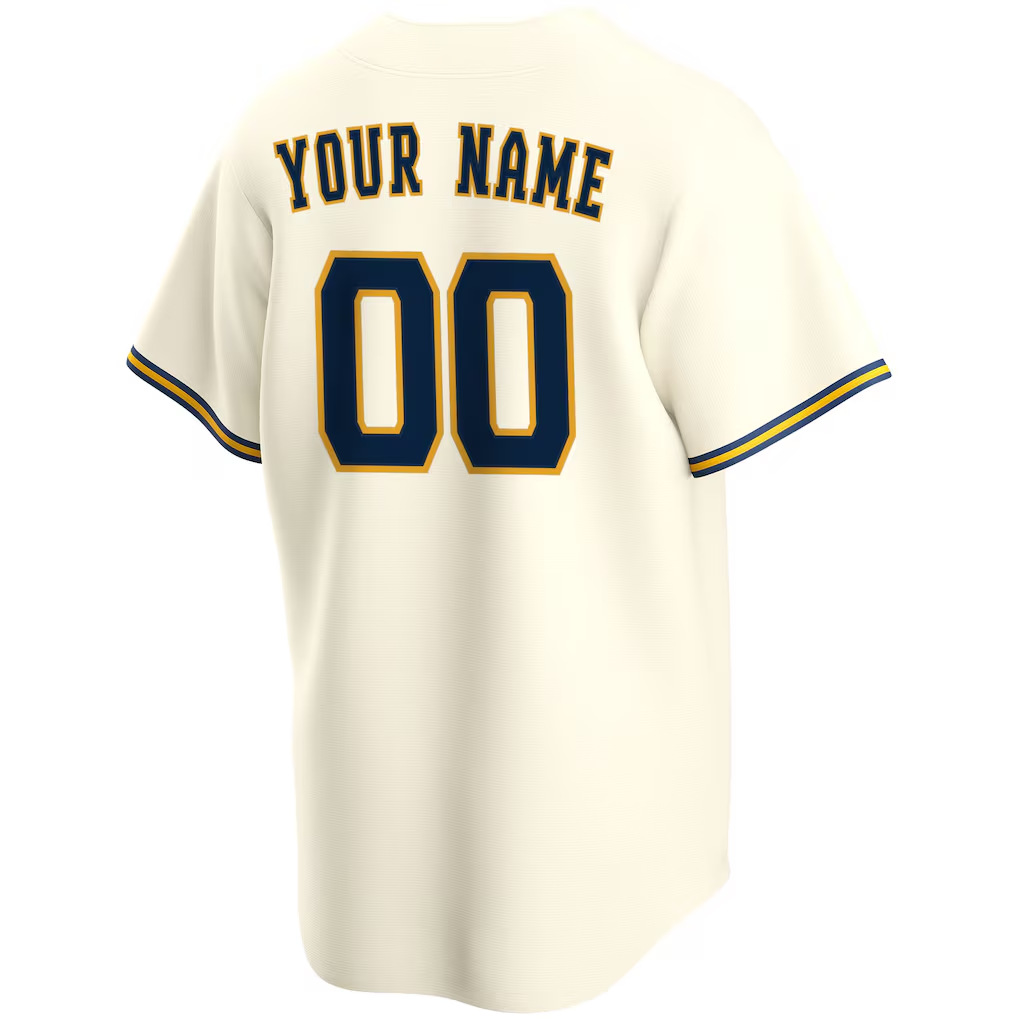 RONEY Custom M.Brewers Cream Home Replica Stitched Jersey