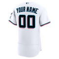 RONEY Custom M.Marlins White Home Authentic Stitched Jersey