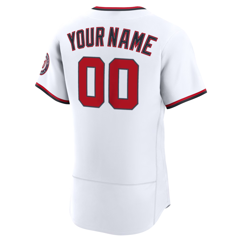 RONEY Custom W.Nationals White Home Authentic Stitched Jersey