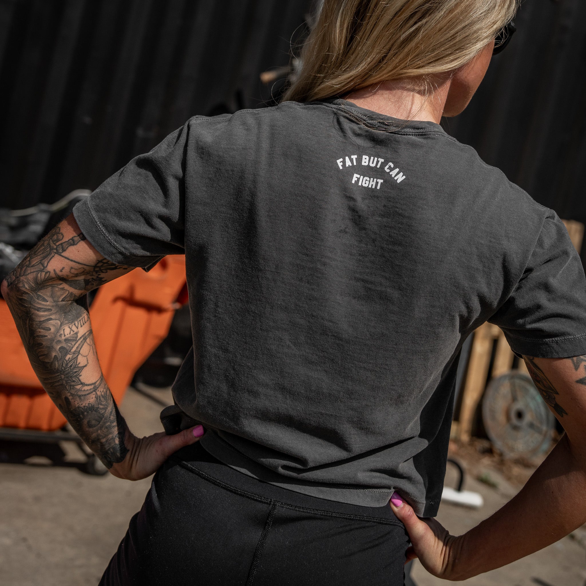 Fat But Can Fight Women's Crop Heavyweight Tee