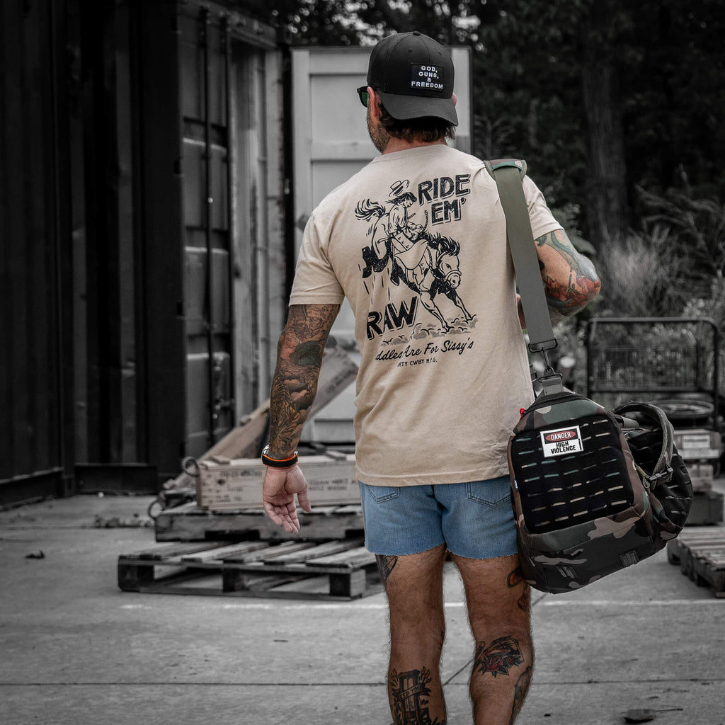 Ride 'Em Raw Saddles Are For Sissy's Men's T-Shirt