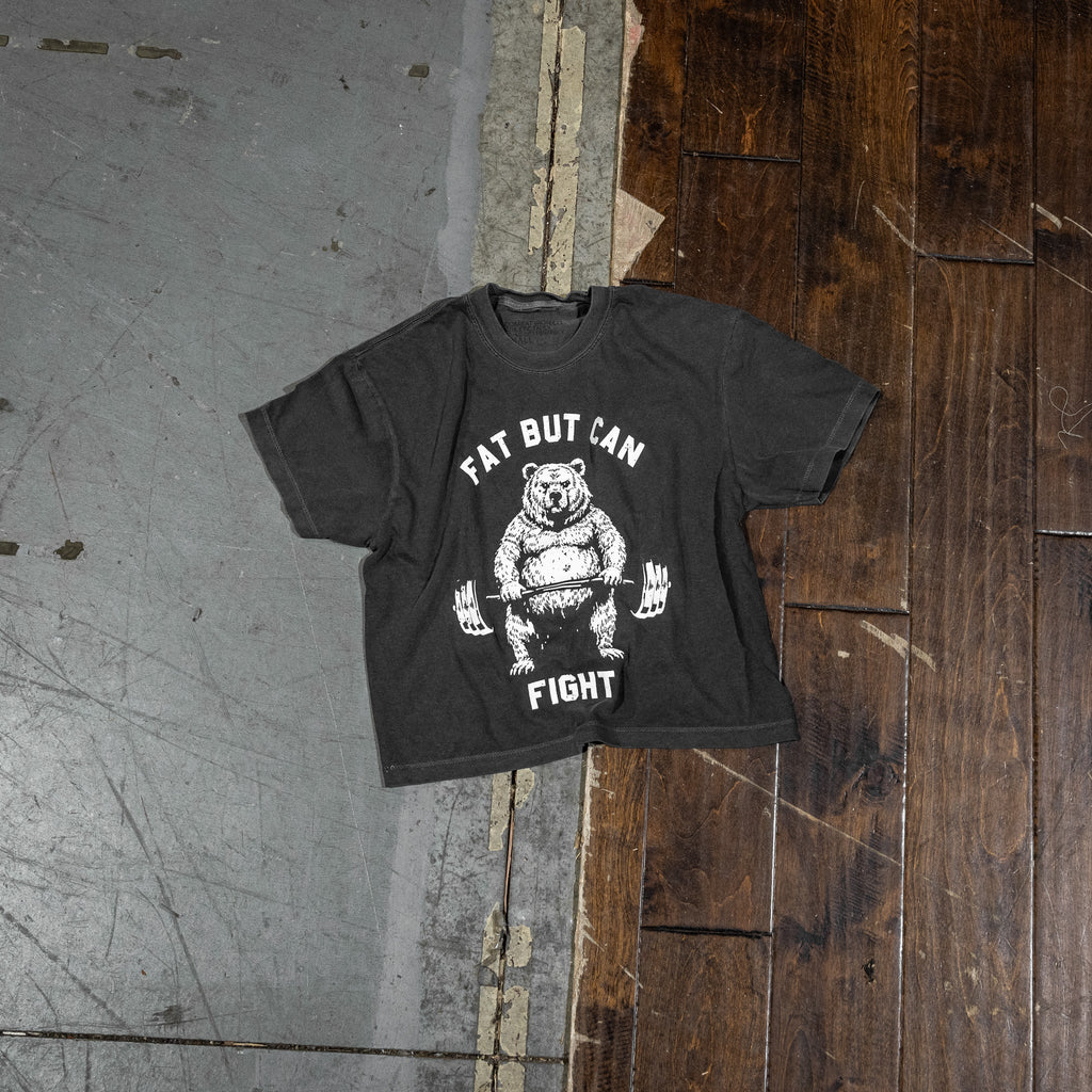 Fat But Can Fight Women's Crop Heavyweight Tee