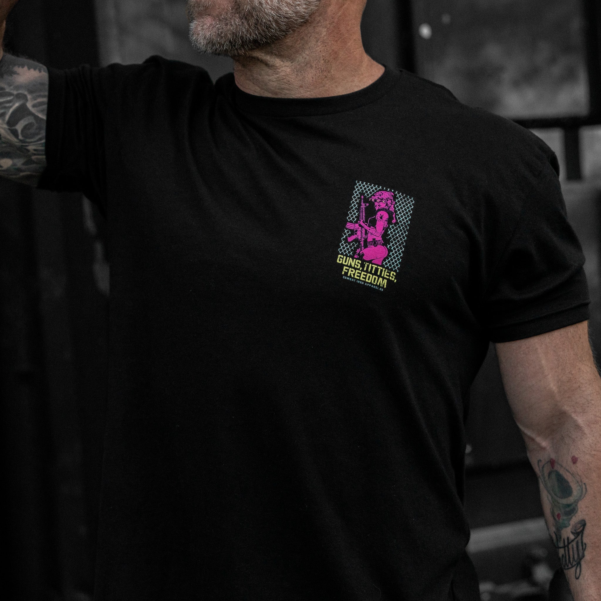 Guns, Titties, Freedom: Tactical Temptation Men's T-Shirt