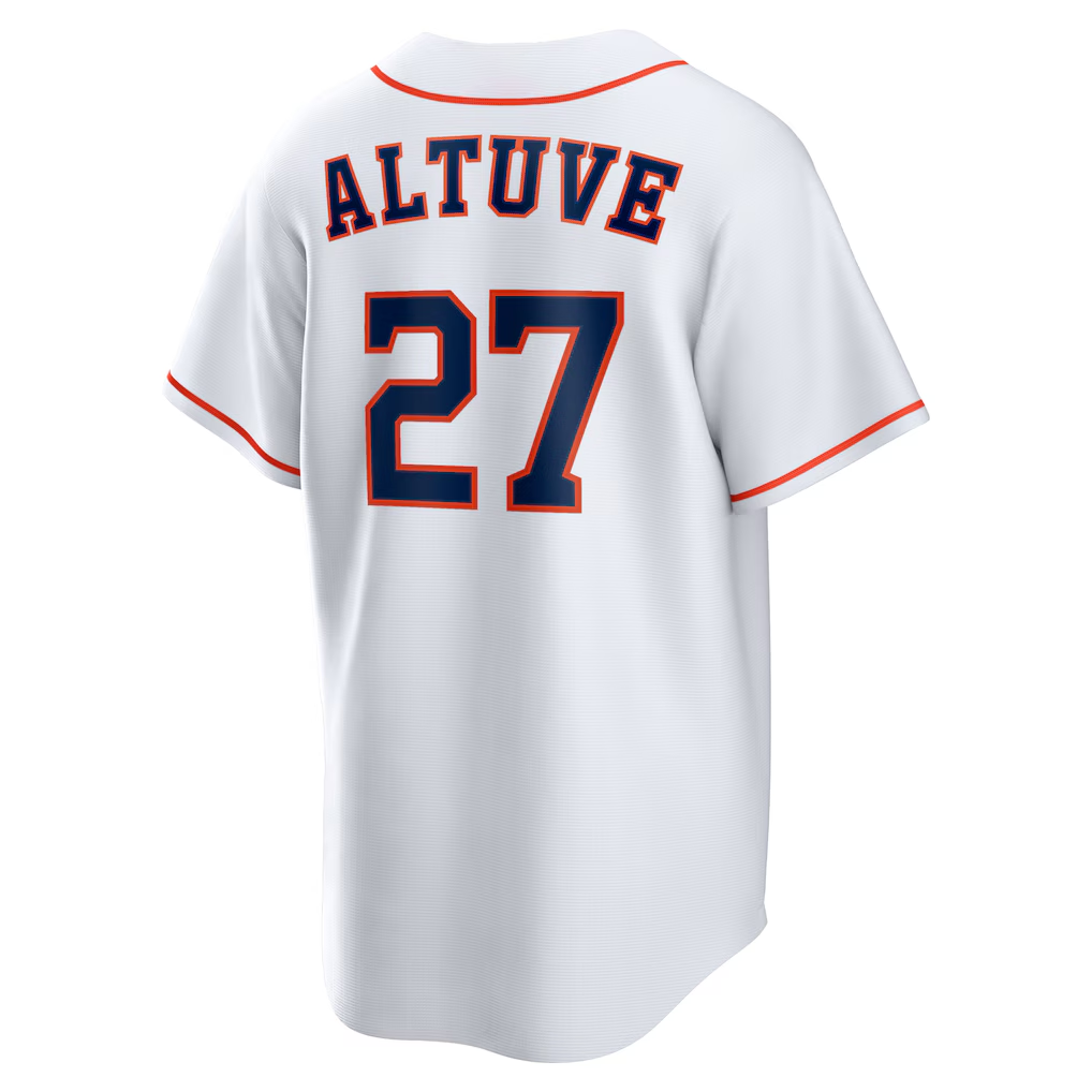 RONEY H.Astros #27 Jose Altuve White Home Replica Player Name Stitched Jersey