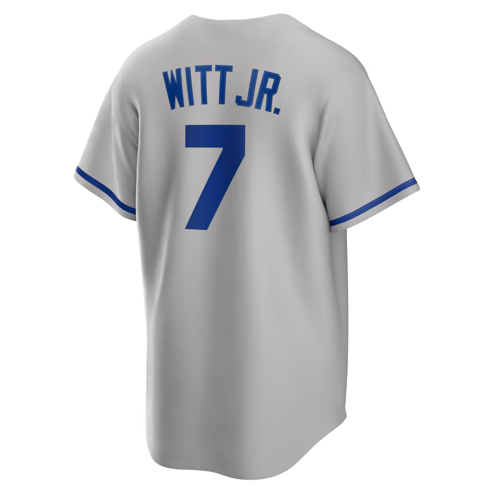 RONEY K.City Royals #7 Bobby Witt Jr. Gray Road Replica Stitched Jersey