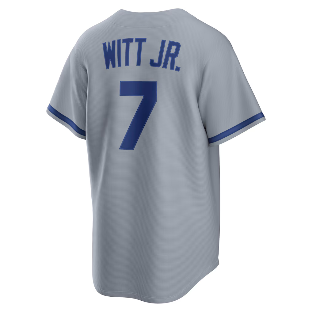 RONEY K.City Royals #7 Bobby Witt Jr. Gray Road Replica Stitched Jersey