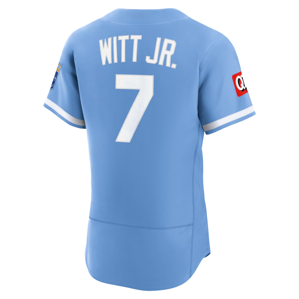RONEY K.City Royals #7 Bobby Witt Jr. Light Blue Alternate Authentic Sponsor Patch Stitched Jersey