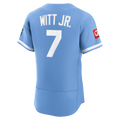 RONEY K.City Royals #7 Bobby Witt Jr. Light Blue Alternate Authentic Sponsor Patch Stitched Jersey