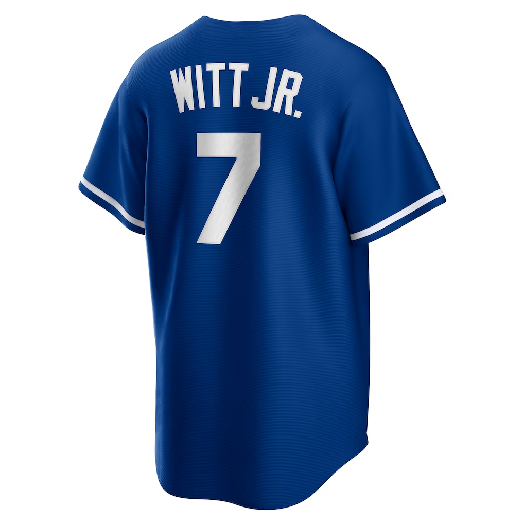 RONEY K.City Royals #7 Bobby Witt Jr. Rush Blue Alternate 2 Replica Stitched Jersey