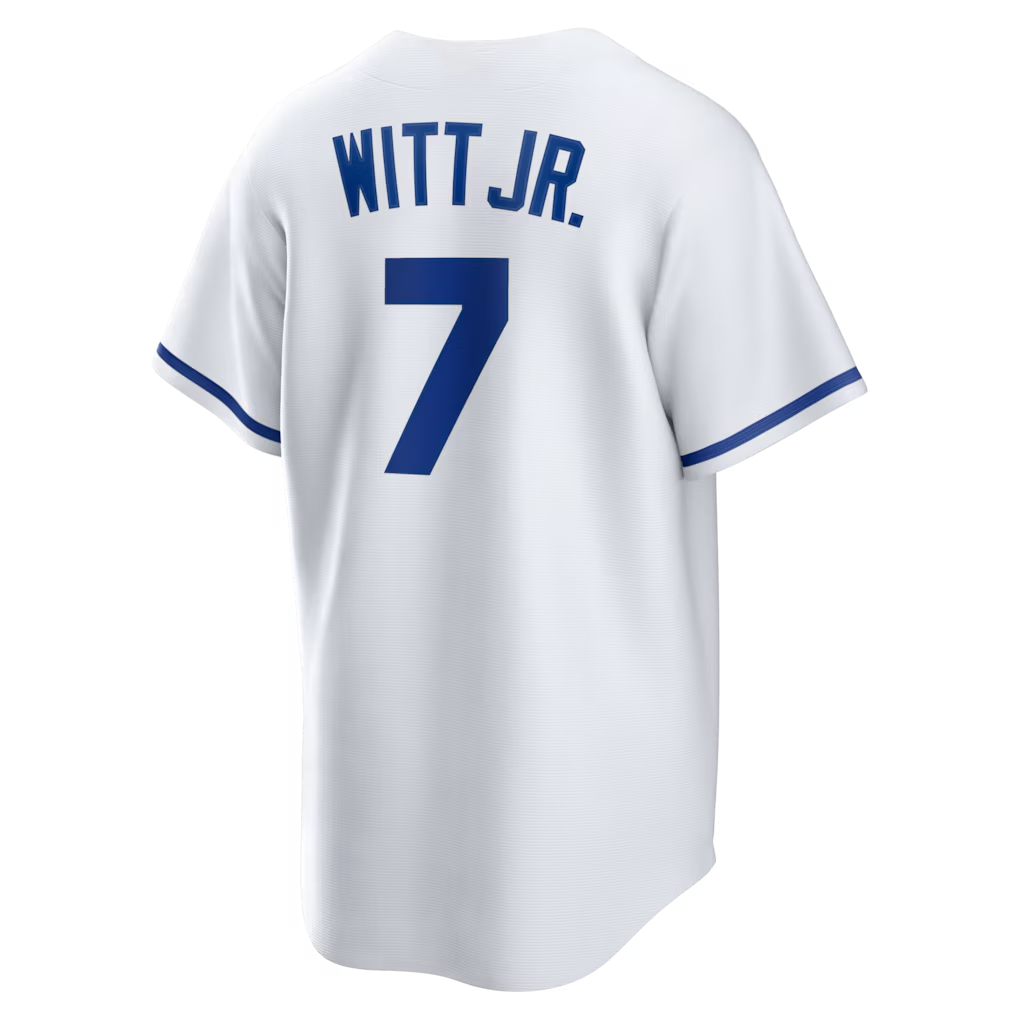 RONEY K.City Royals #7 Bobby Witt Jr. White Home Replica Player Stitched Jersey