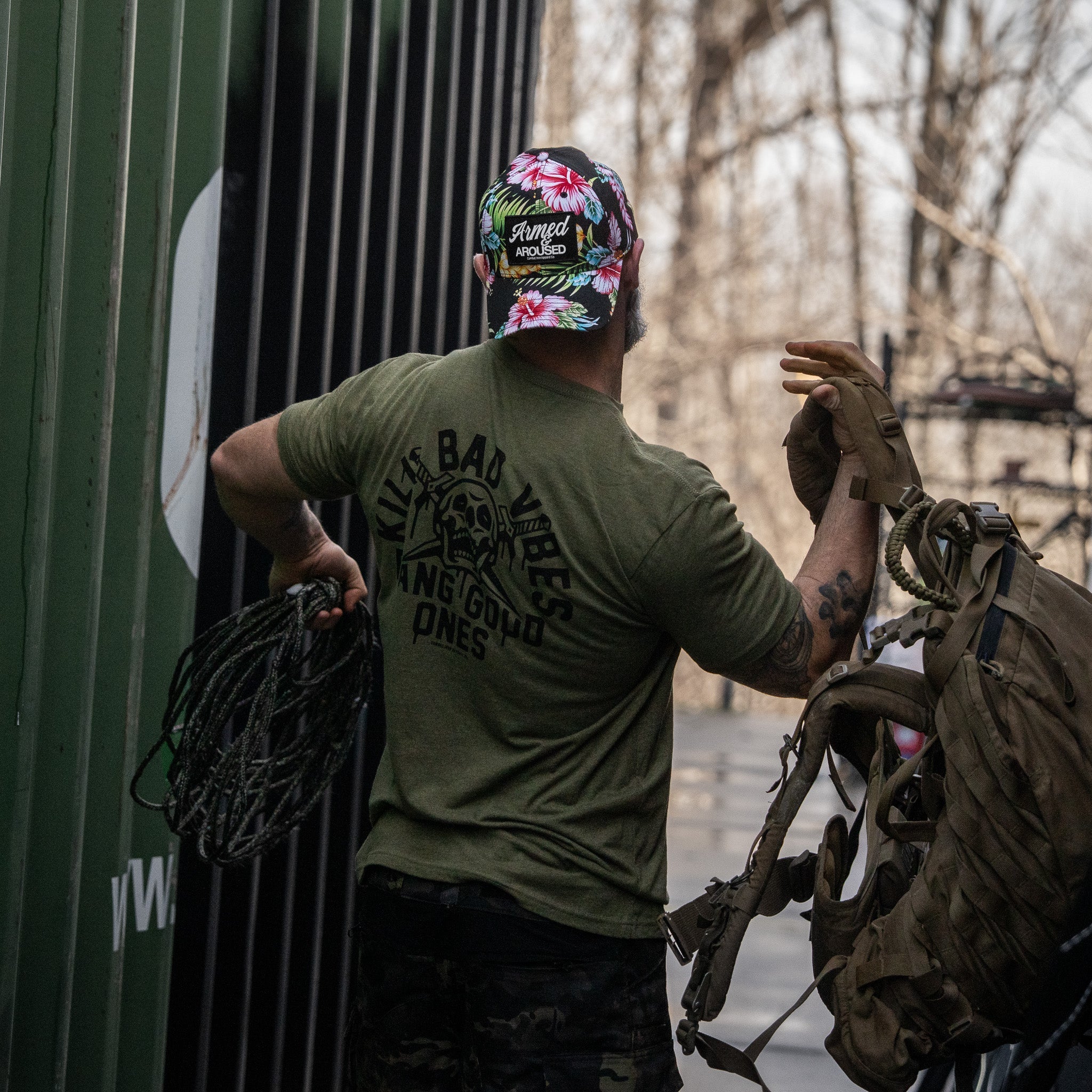 Kill Bad Vibes. Bang Good Ones Skull Men's T-Shirt