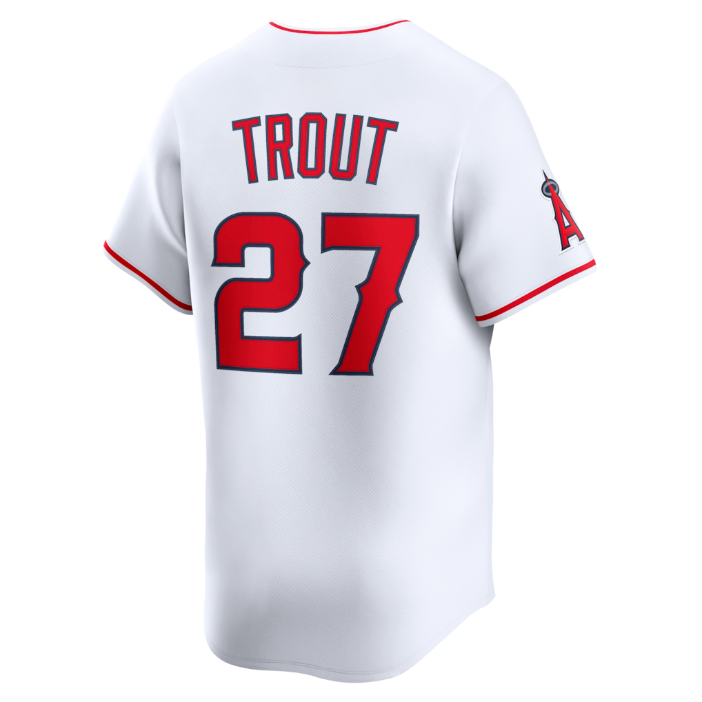 RONEY LA.Angels #27 Mike Trout White Home Limited Player Stitched Jersey
