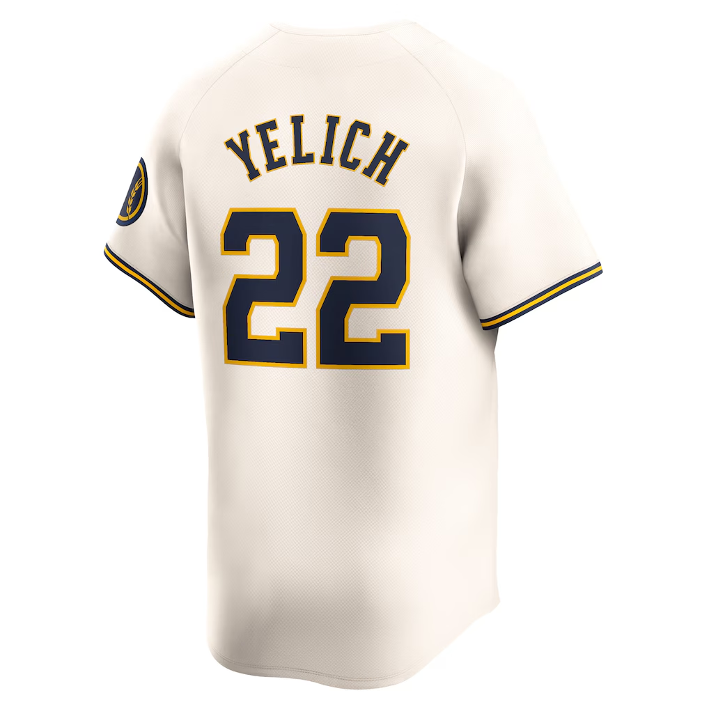 RONEY M.Brewers #22 Christian Yelich Cream Home Limited Player Stitched Jersey