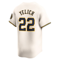 RONEY M.Brewers #22 Christian Yelich Cream Home Limited Player Stitched Jersey