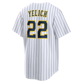 RONEY M.Brewers #22 Christian Yelich White Alternate Replica Stitched Jersey