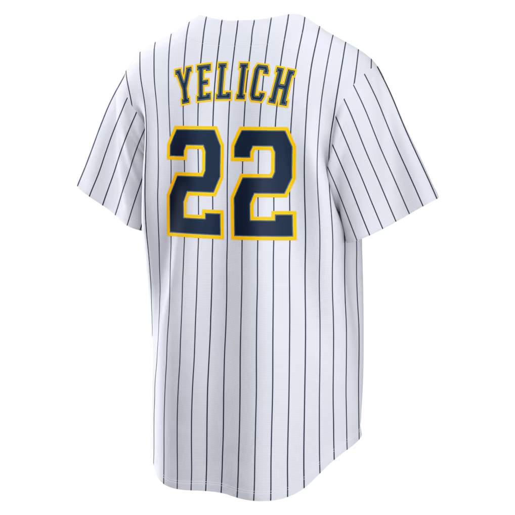 RONEY M.Brewers #22 Christian Yelich White Alternate Replica Stitched Jersey