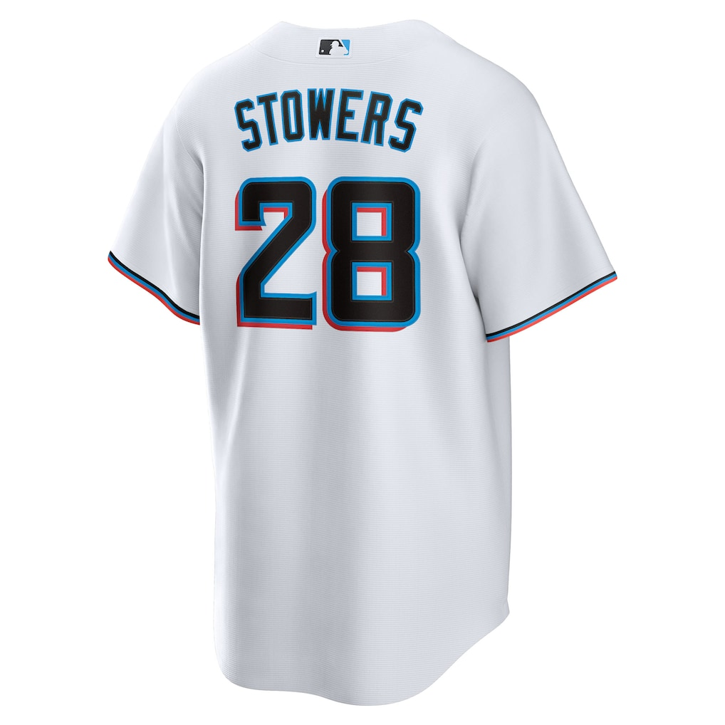 RONEY M.Marlins #28 Kyle Stowers White Home Replica Stitched Jersey