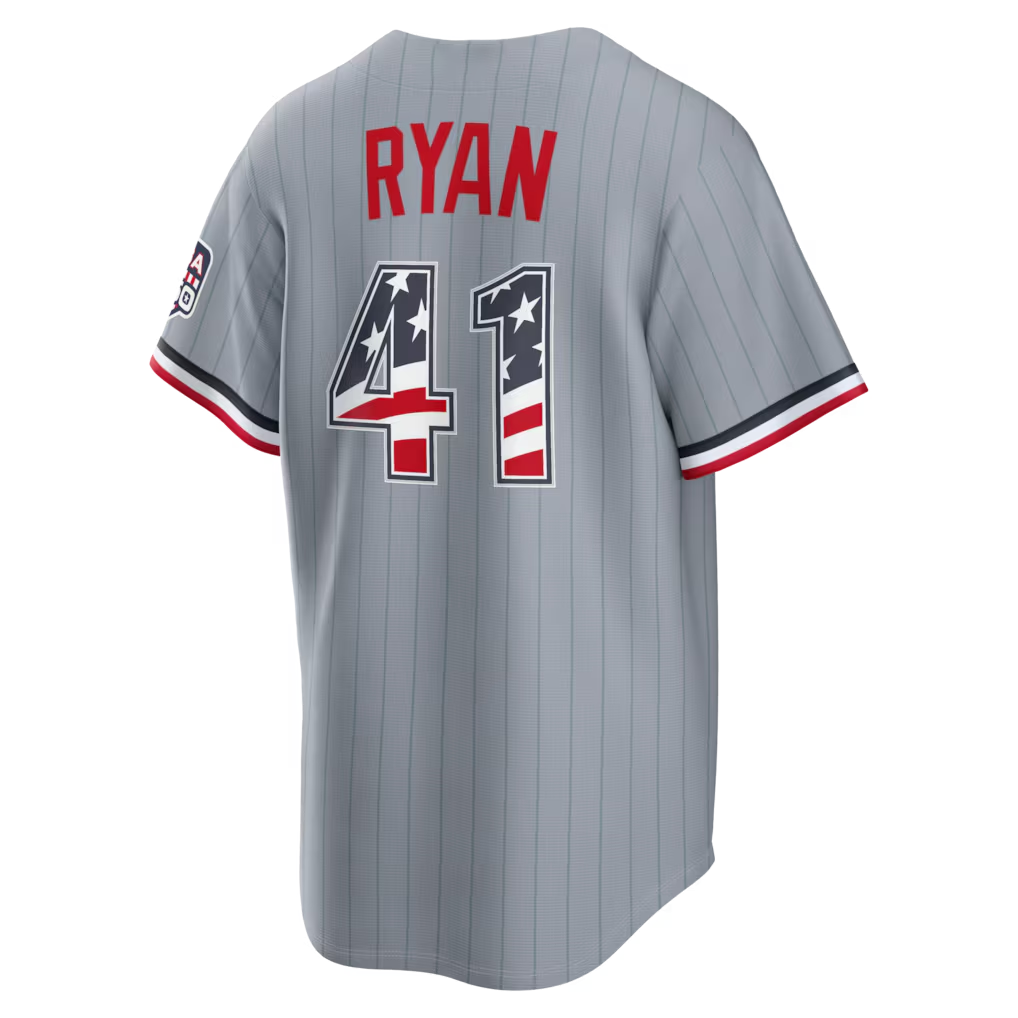 RONEY M.Twins #41 Joe Ryan Gray USA 250 Fourth of July Road Stadium Stitched Jersey