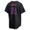 RONEY NY.Mets #12 Francisco Lindor Black Alternate Replica Stitched Jersey