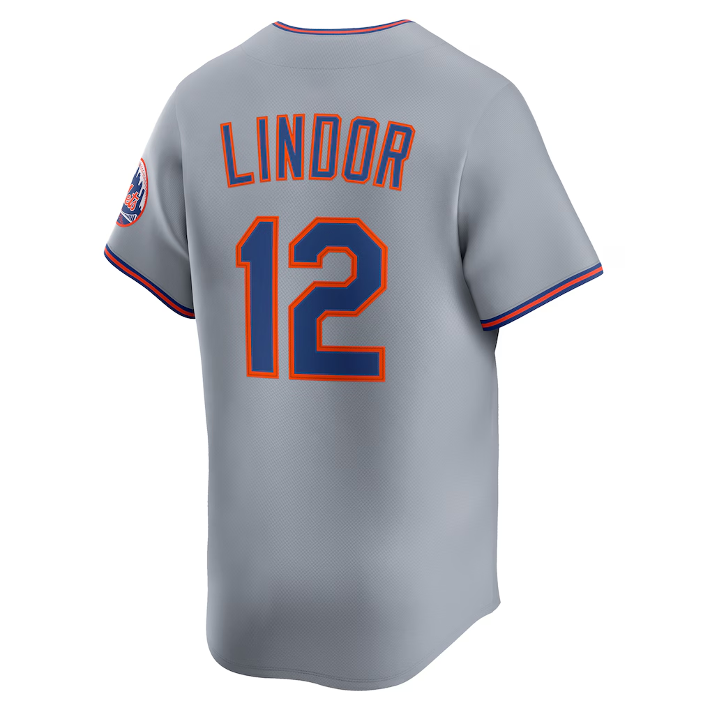 RONEY NY.Mets #12 Francisco Lindor Gray Road Limited Player Stitched Jersey
