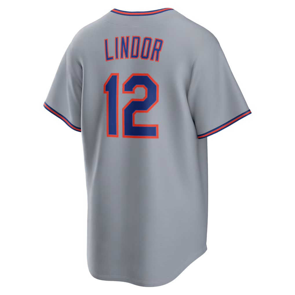RONEY NY.Mets #12 Francisco Lindor Gray Road Replica Stitched Jersey