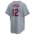 RONEY NY.Mets #12 Francisco Lindor Gray Road Replica Stitched Jersey