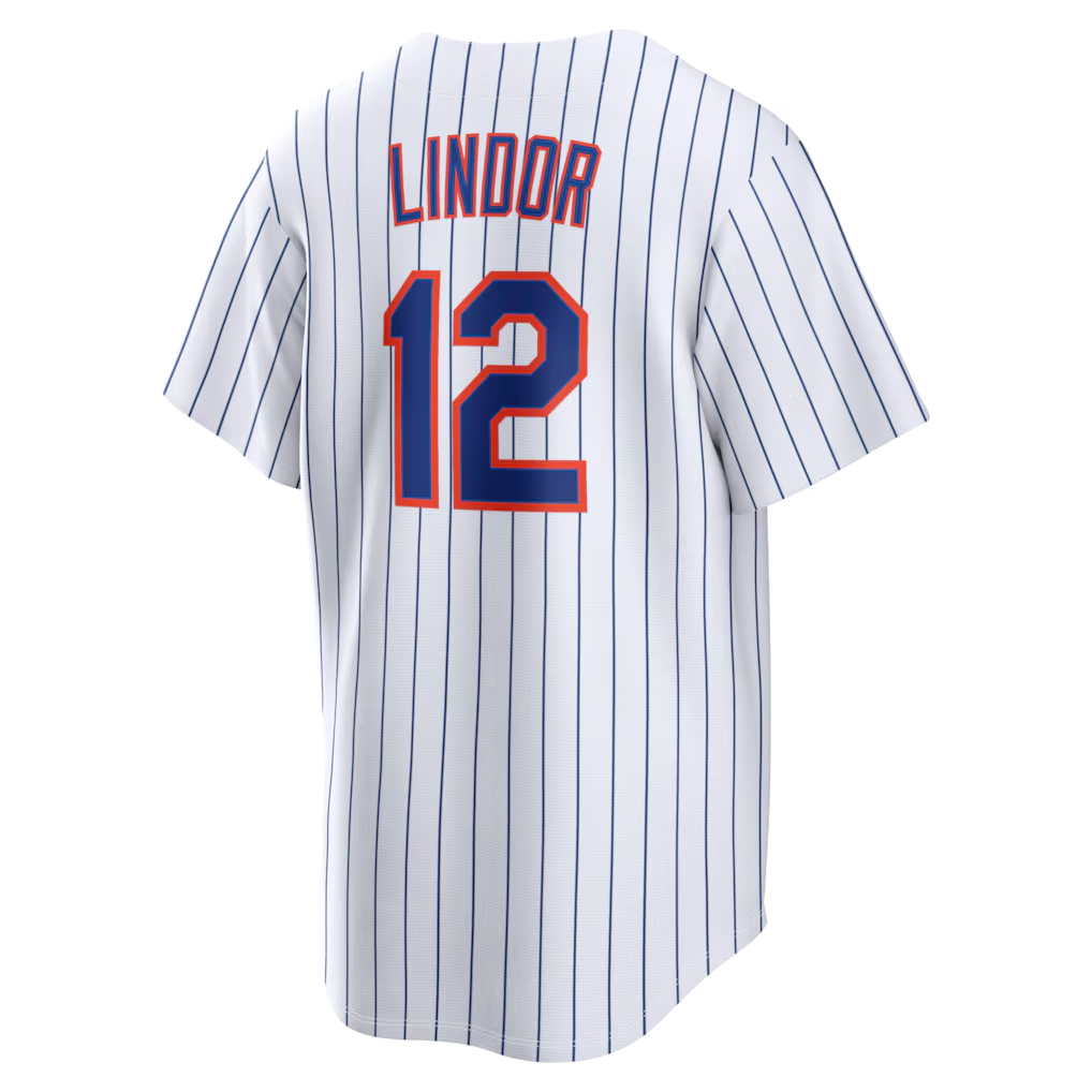 RONEY NY.Mets #12 Francisco Lindor White Home Replica Stitched Jersey