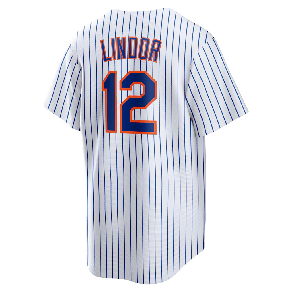 RONEY NY.Mets #12 Francisco Lindor White Home Replica Player Stitched Jersey