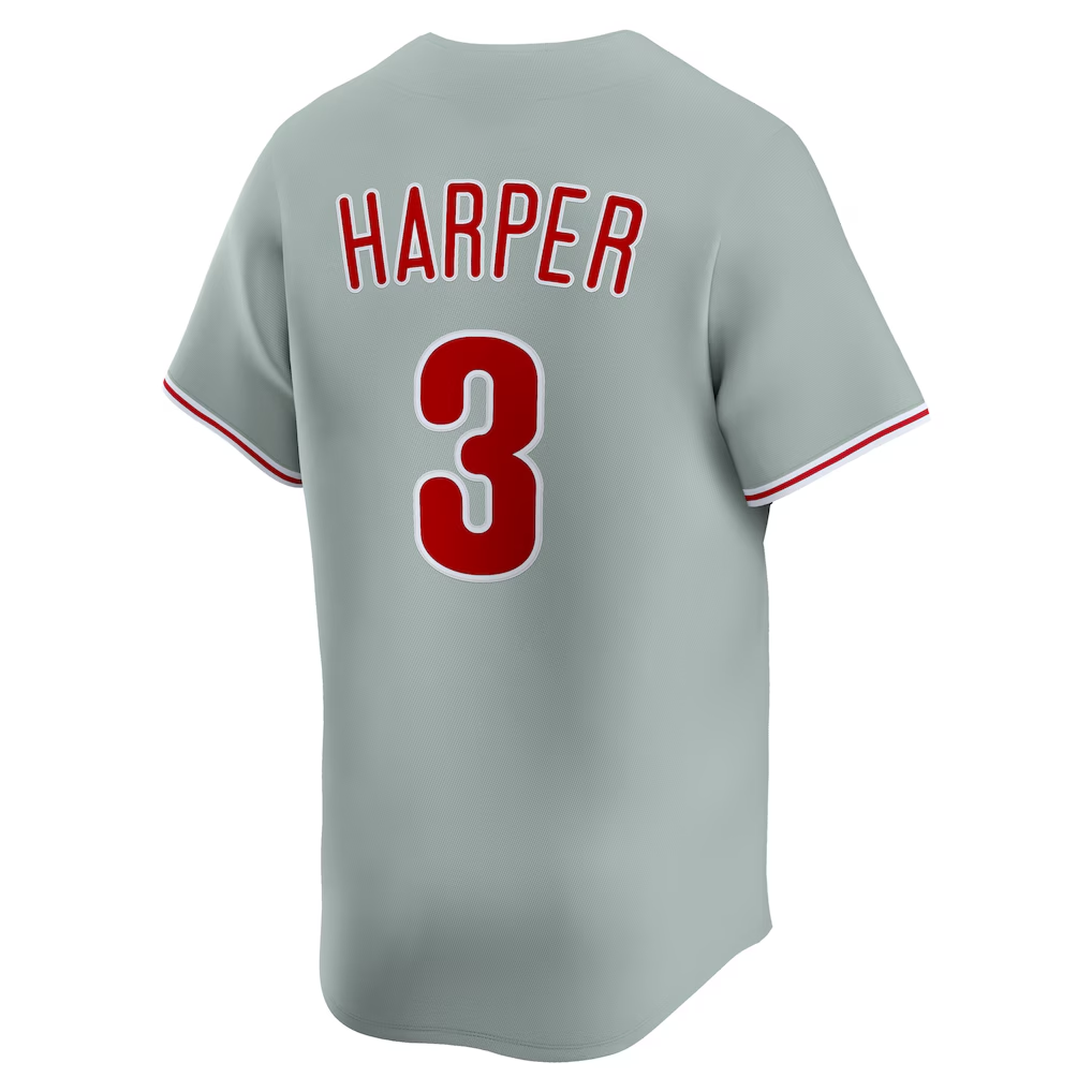 RONEY PH.Phillies #3 Bryce Harper Gray USA 250 Fourth of July Road Authentic Stitched Jersey