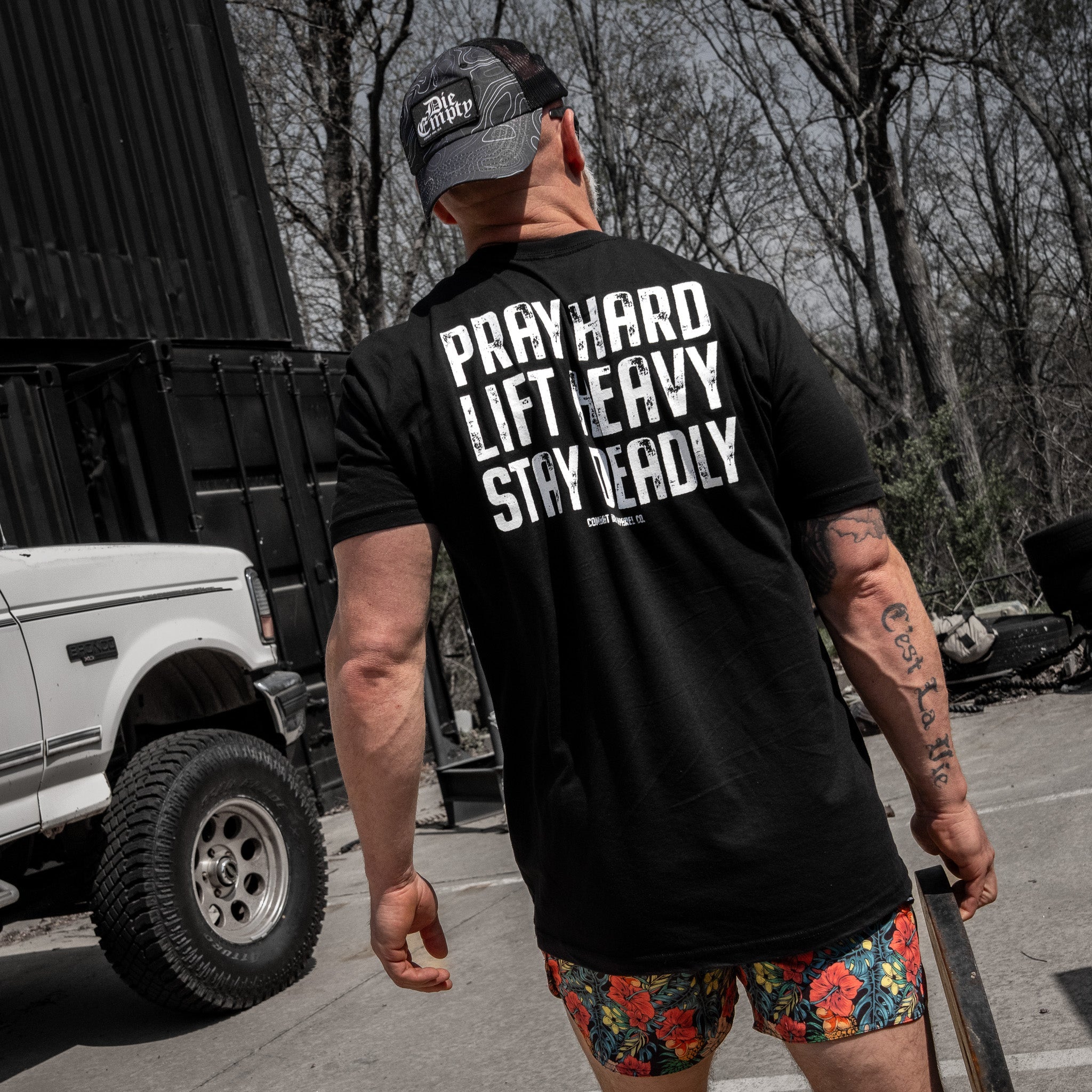 Pray Hard. Lift Heavy. Stay Deadly. V2 Men's T-Shirt