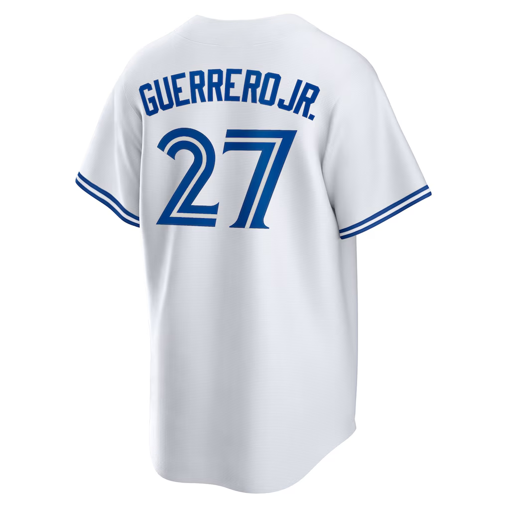 RONEY T.Blue Jays #27 Vladimir Guerrero Jr. White Home Replica Player Name Stitched Jersey