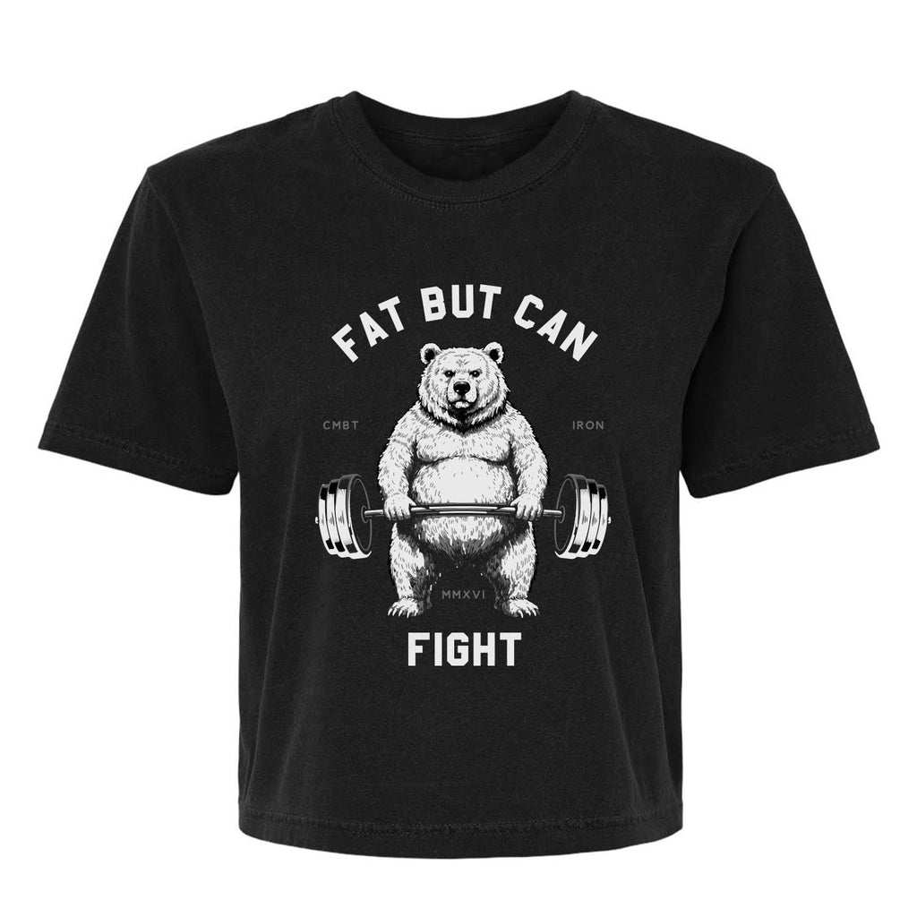 Fat But Can Fight Women's Crop Heavyweight Tee